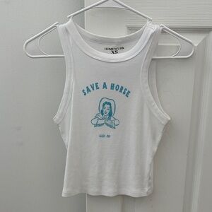 HOMEWURK White 'Save A Horse' Graphic Tank Top